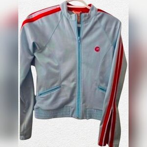GUESS 90s Track Jacket – Women’s XS – Light Blue/Red – Retro Y2K Streetwear